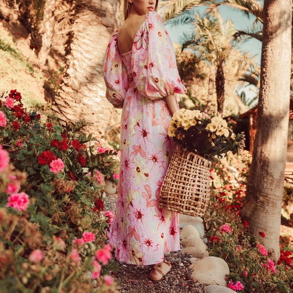 Riviera Summer Floral Dress In Pastel Blooms, Small to Plus Sizing Available - Picture 2 of 10